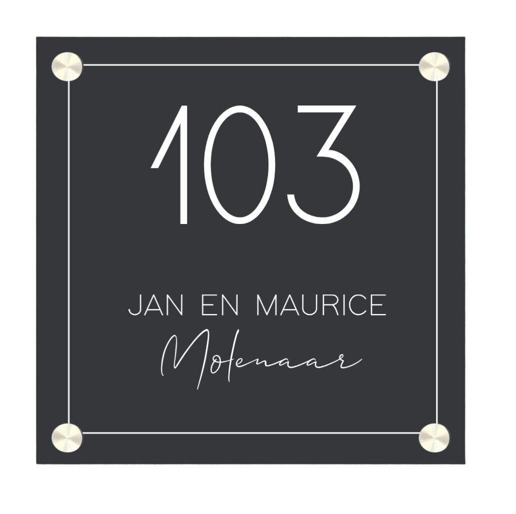 Label2X Naambordje vierkant Naambordje voordeur vierkant krijt lijn woonaccessoires homedecoratie