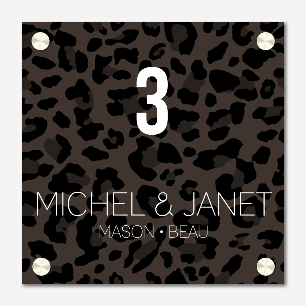 Label2X Naambordje vierkant Naambordje vierkant leopard