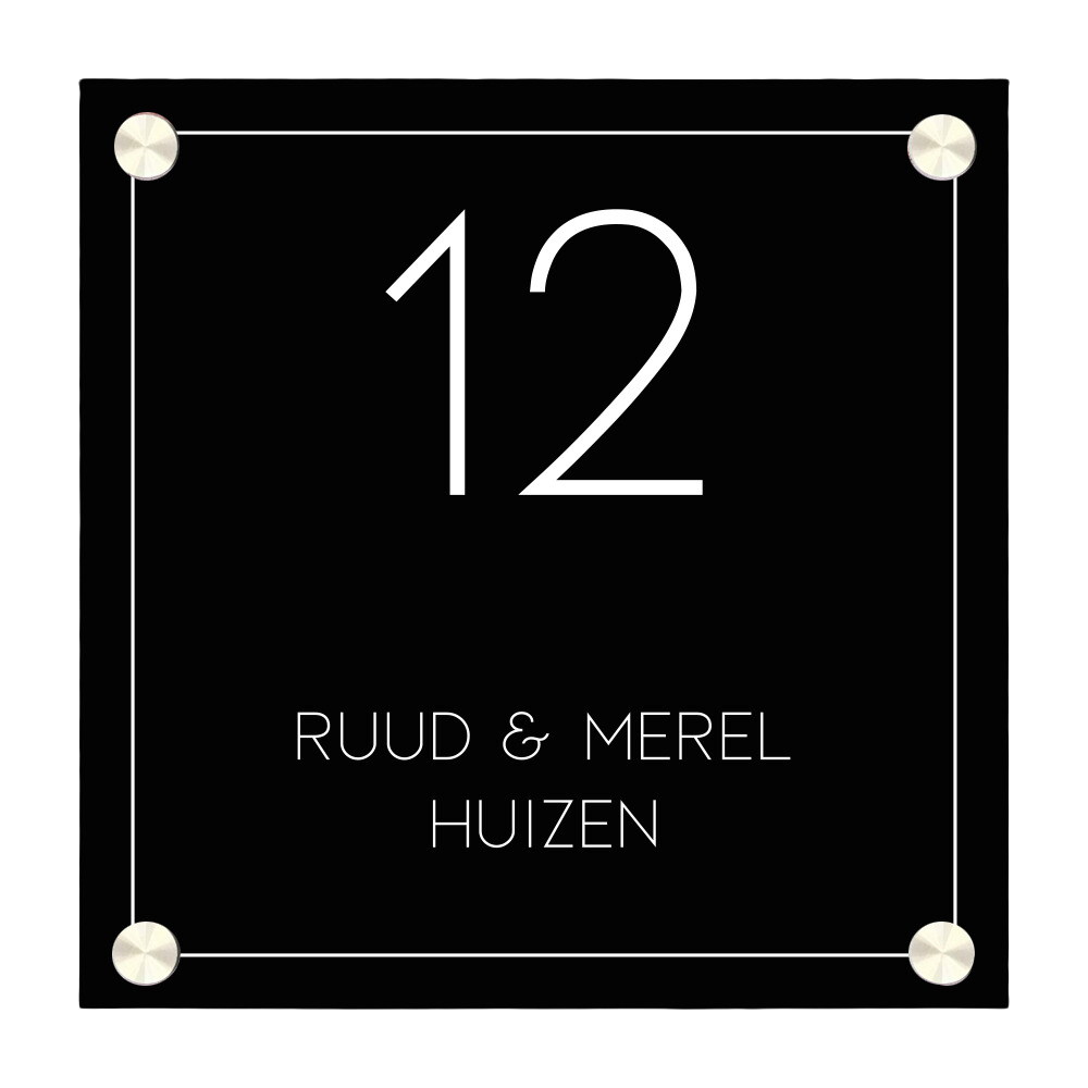 Label2X Naambordje vierkant Naambordje voordeur vierkant lijn frame woonaccessoires homedecoratie