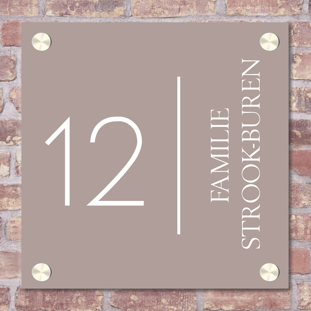 Label2X Naambordje vierkant Naambordje voordeur vierkant minimalist soft brown woonaccessoires homedecoratie