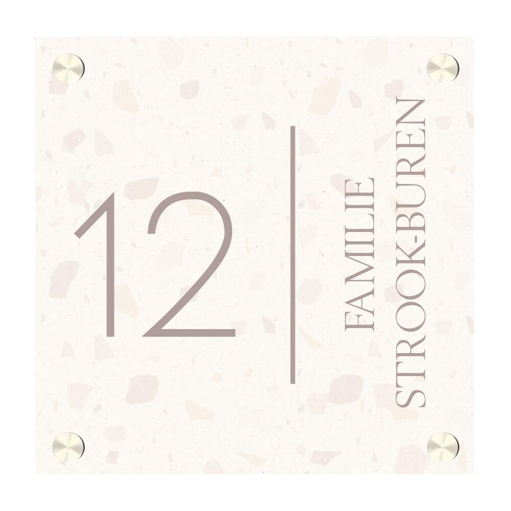 Label2X Naambordje vierkant Naambordje voordeur vierkant minimalist terrazzo woonaccessoires homedecoratie