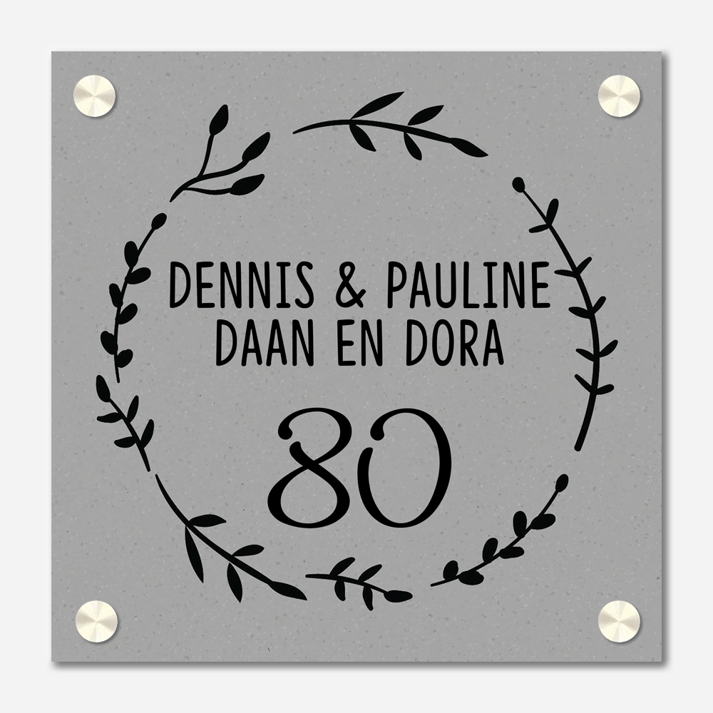 Label2X Naambordje vierkant Naambordje voordeur vierkant natural swirl grey woonaccessoires homedecoratie