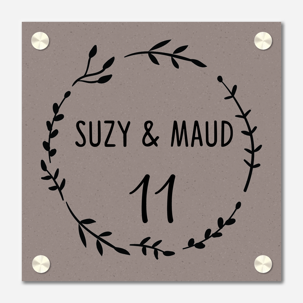 Label2X Naambordje vierkant Naambordje voordeur vierkant natural swirl woonaccessoires homedecoratie