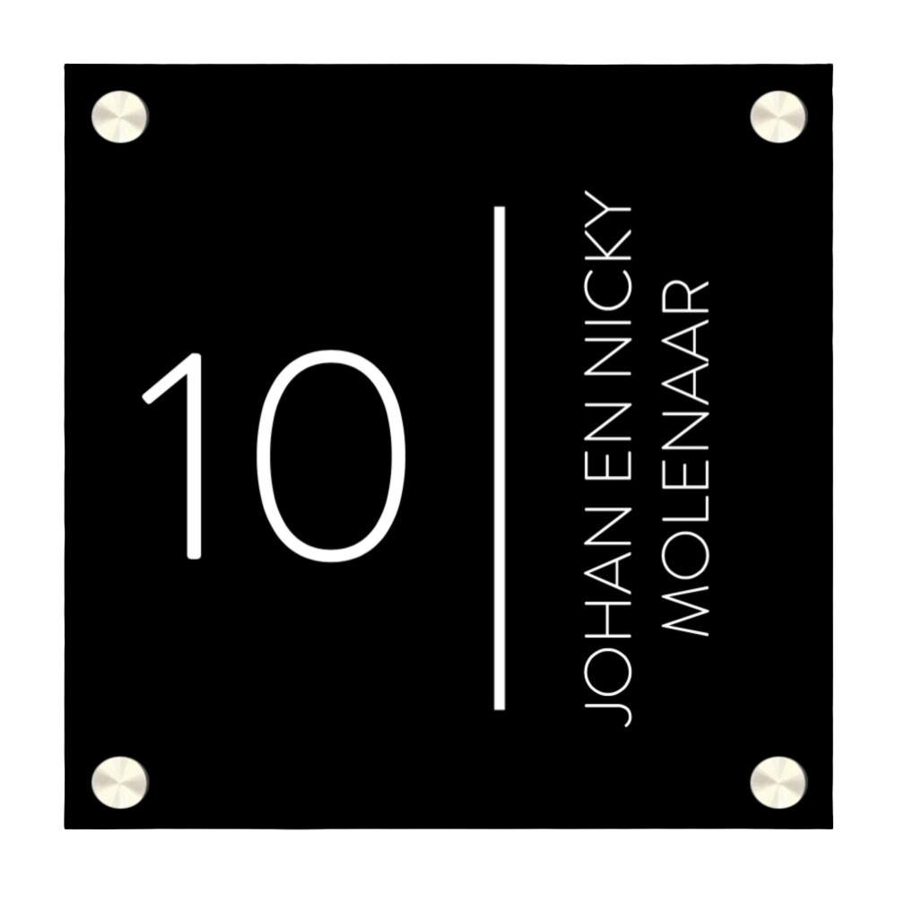 Label2X Naambordje vierkant Naambordje voordeur vierkant strak zwart woonaccessoires homedecoratie