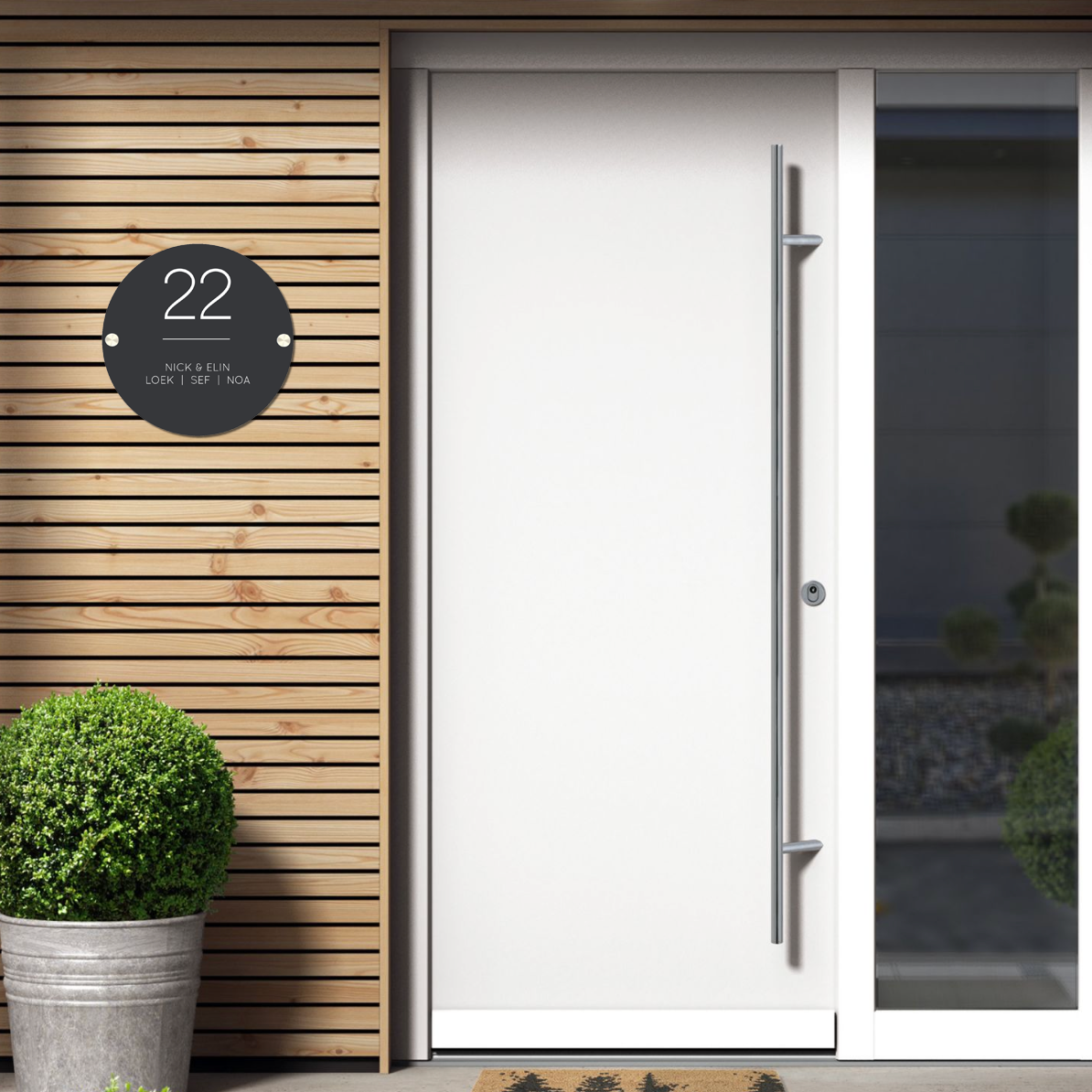 Label2X Naambordje rond Namensschild für die Haustür, runder Kranz woonaccessoires homedecoratie