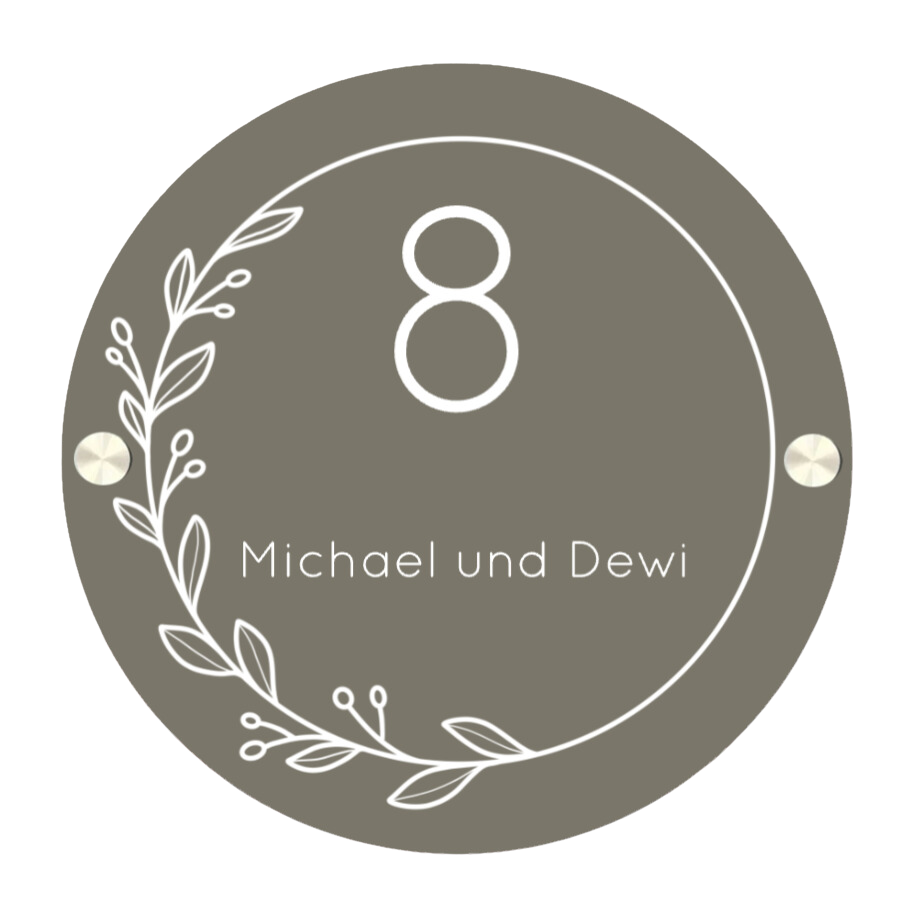 Label2X Naambordje rond Namensschild für die Haustür, runder Kranz woonaccessoires homedecoratie