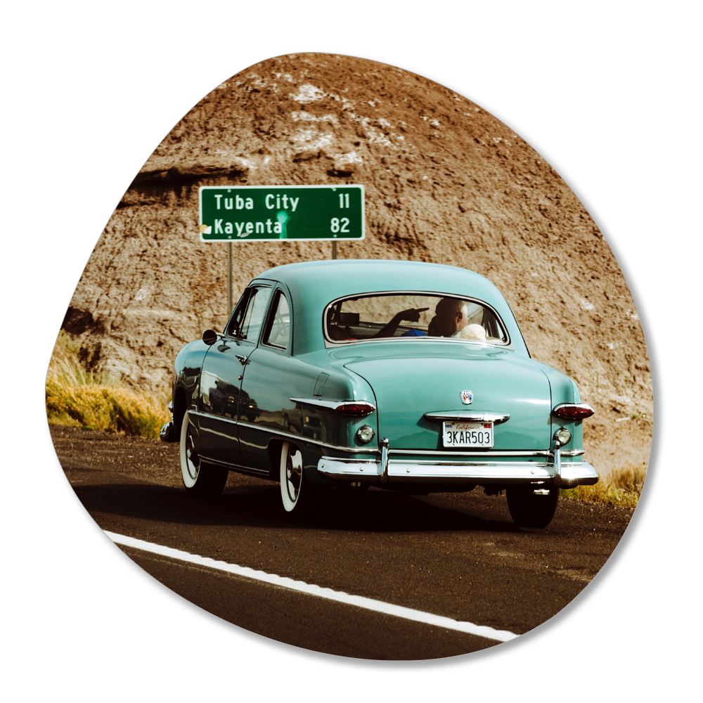 Label2X Muurvorm organisch Organische vorm blue car woonaccessoires homedecoratie