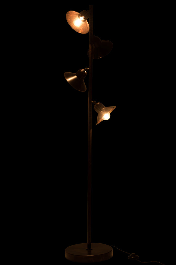 Lamp Staande 4Lampen IJzer Donkerbruin