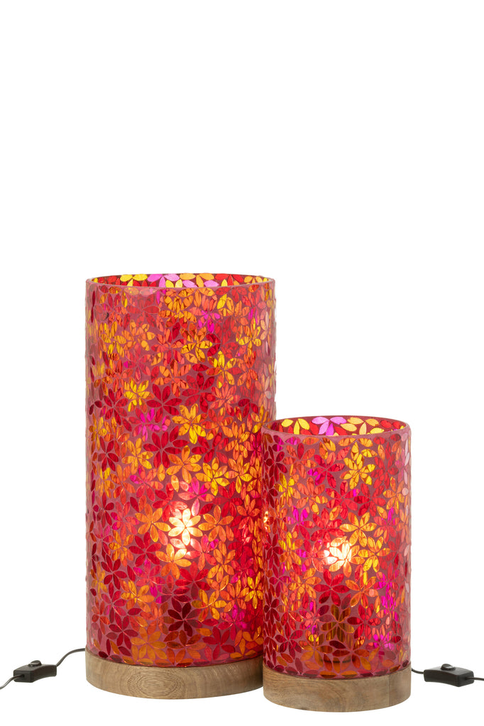 Lamp Tafel Bloem Mozaïek Glas Roze Groot