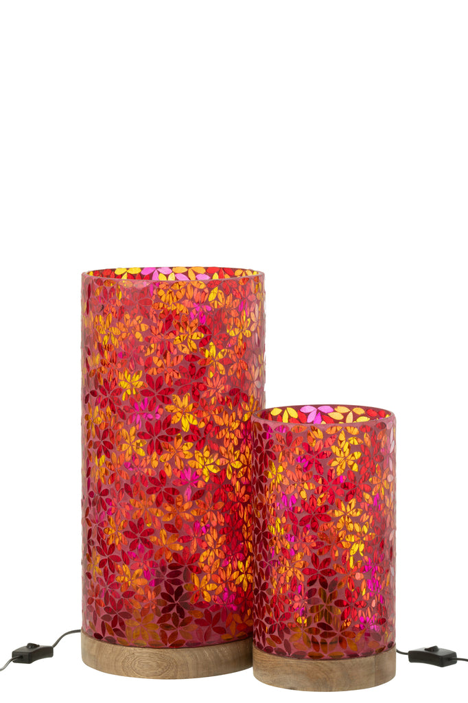 Lamp Tafel Bloem Mozaïek Glas Roze Groot