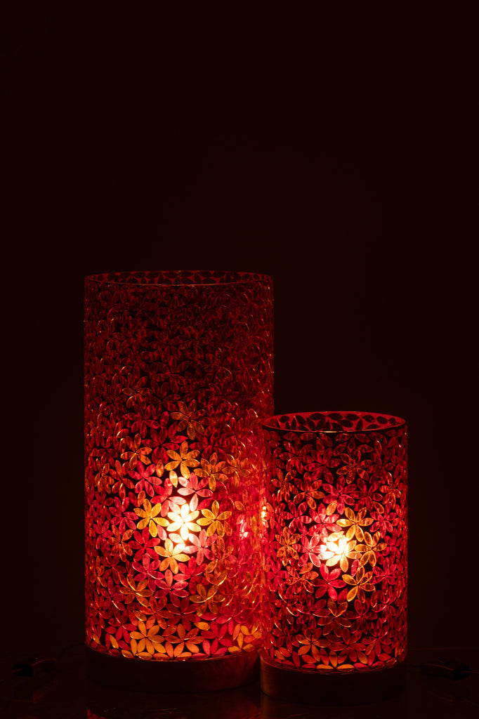 Lamp Tafel Bloem Mozaïek Glas Roze Groot