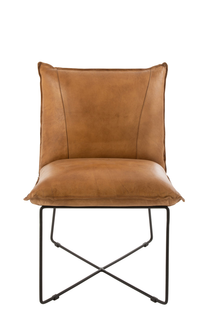 Lounge stoel Avi Leer/IJzer Kameel