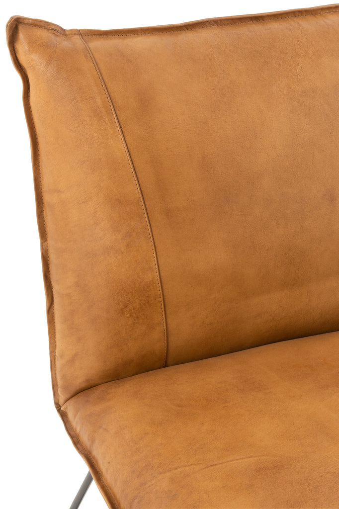 Lounge stoel Avi Leer/IJzer Kameel