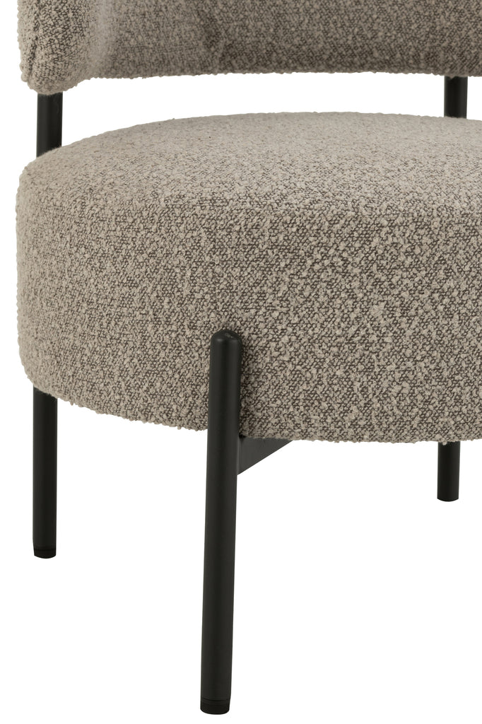 Lounge stoel Boucle Triplex/Polyester Grijs/Zwart