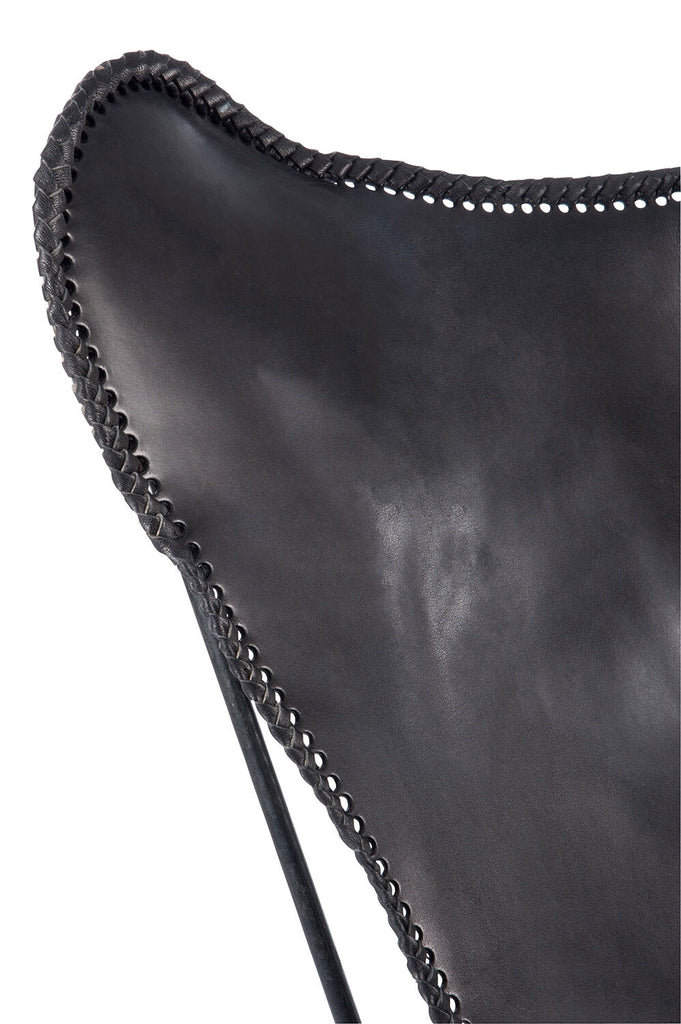 Lounge stoel leer/metaal zwart