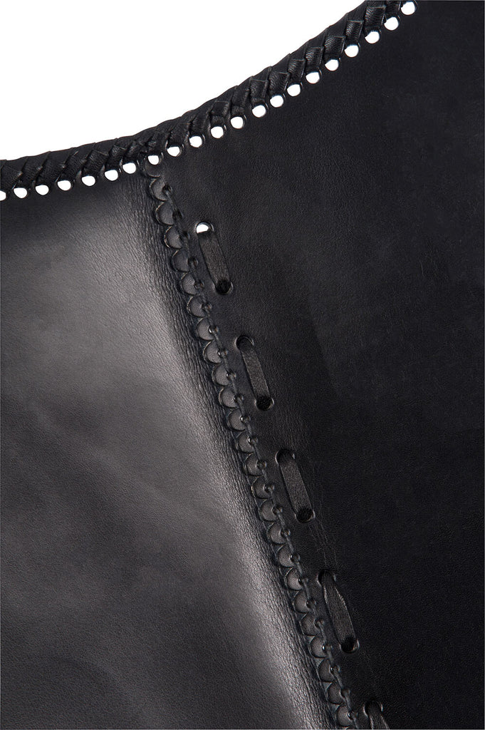 Lounge stoel leer/metaal zwart