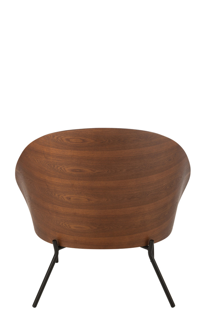 Lounge stoel enkelvoudig triplex/metaal bruin/grijs