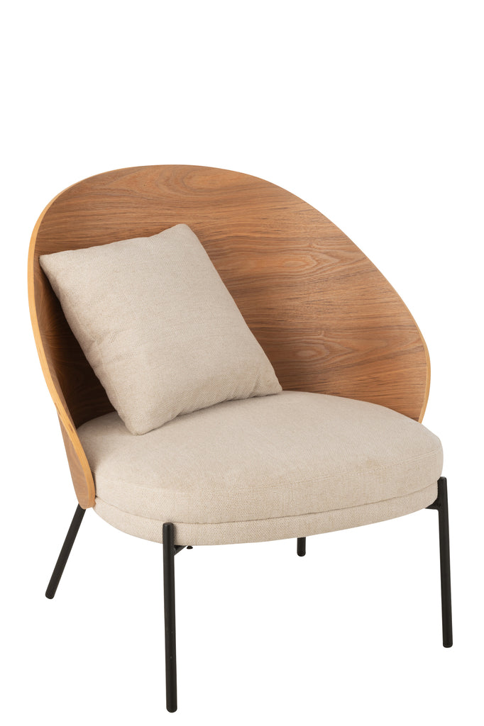 Lounge stoel Lone Ply Wood/Metaal Natuurlijk/Grijs