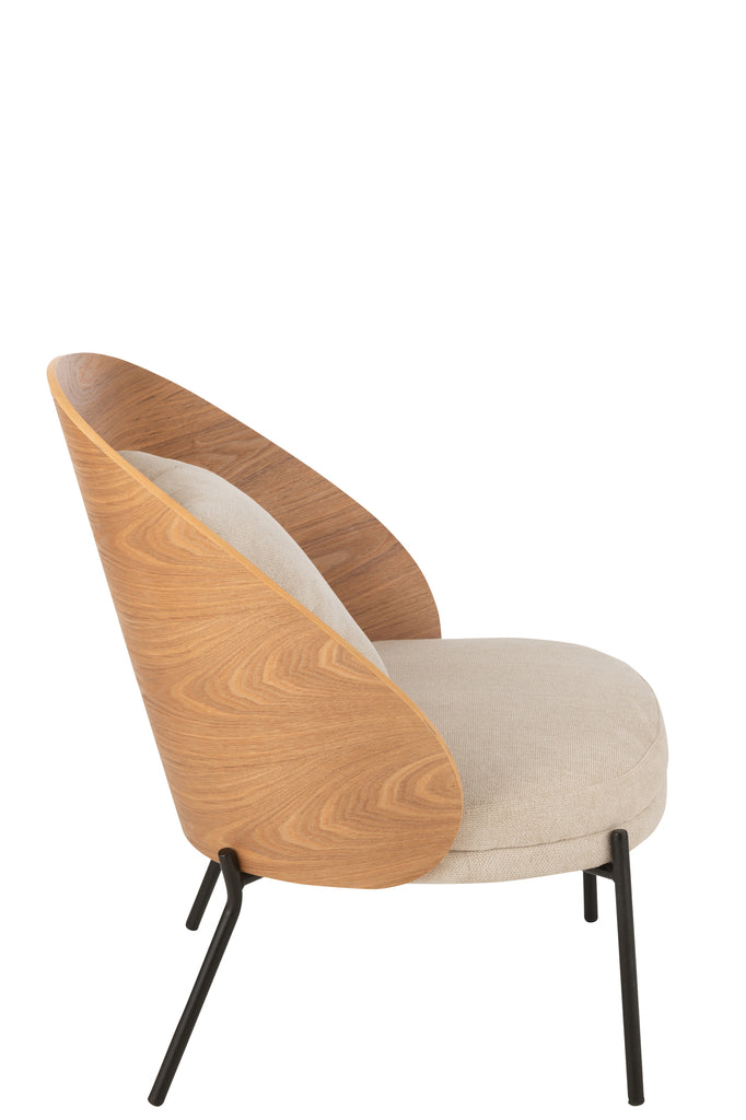 Lounge stoel Lone Ply Wood/Metaal Natuurlijk/Grijs