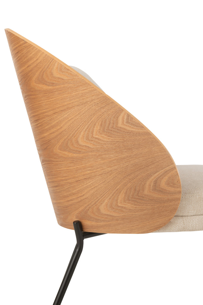 Lounge stoel Lone Ply Wood/Metaal Natuurlijk/Grijs