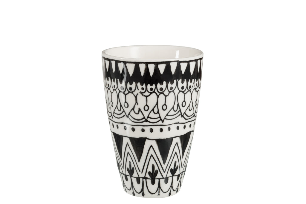 Mok Monochrome Boho Keramiek Zwart/Wit