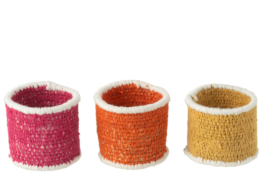 Servetring Zeegras Roze/Oranje/Geel Assortiment Van 3