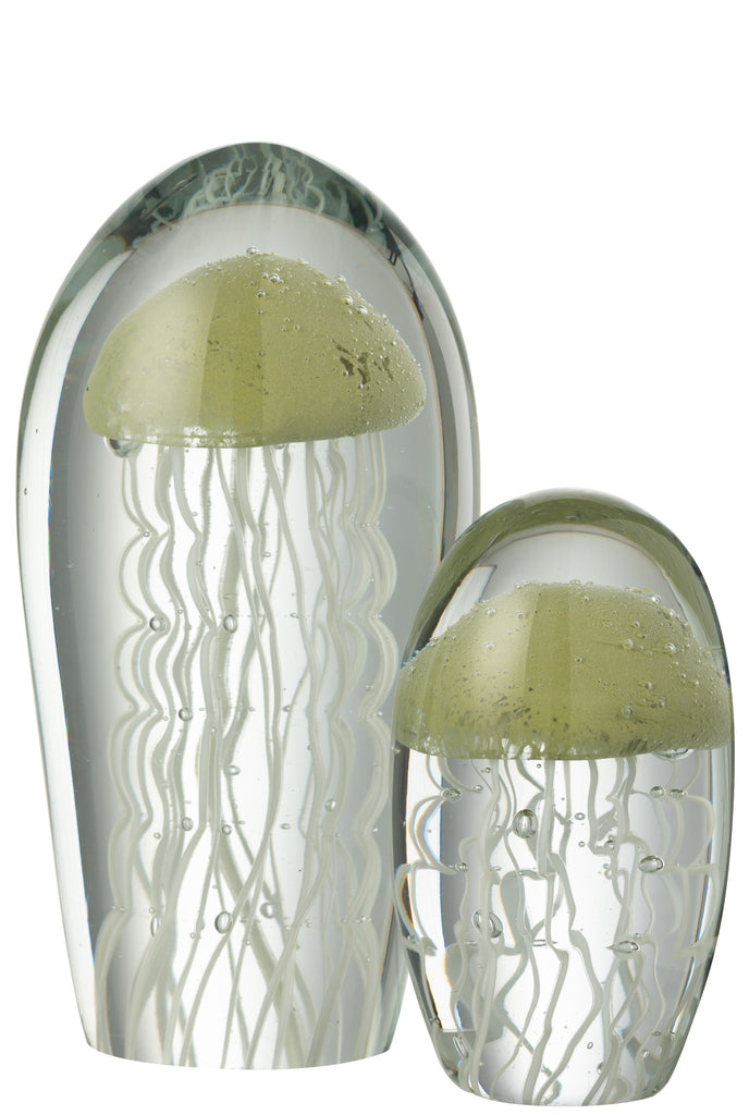 Presse papier Calypso Ovaal Glas Transparant/Groen Groot