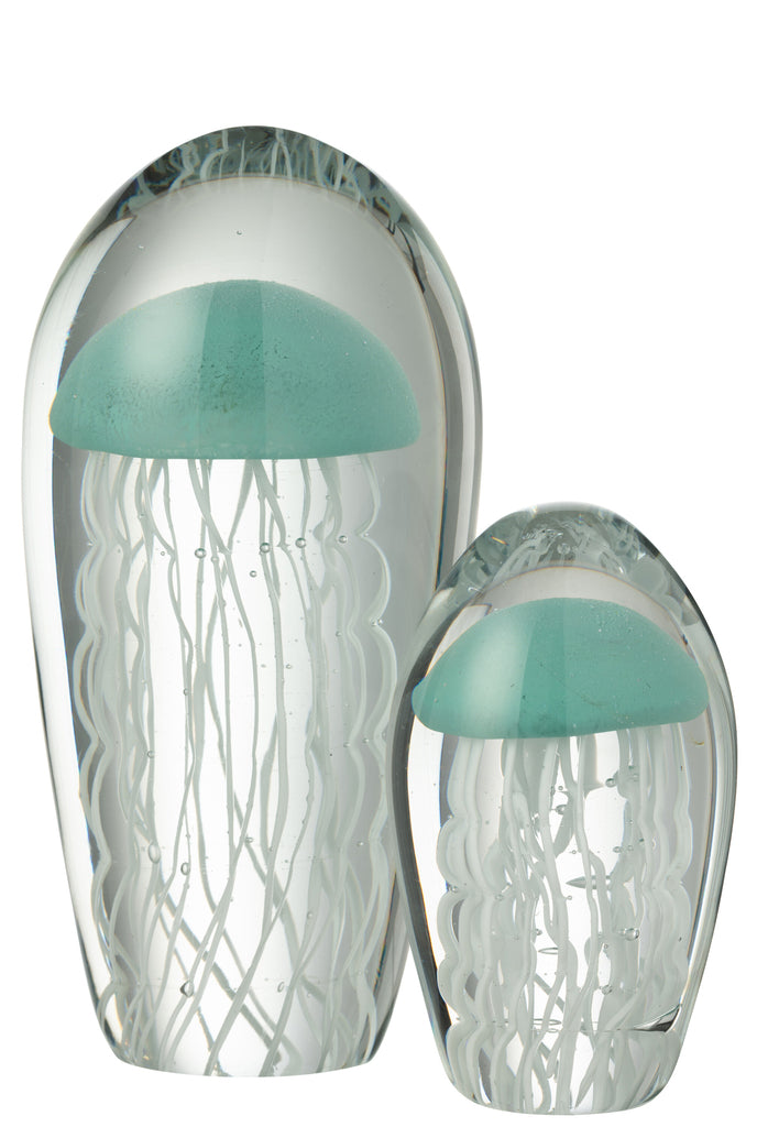 Presse papier Calypso Ovaal Glas Transparant/Lichtblauw Groot