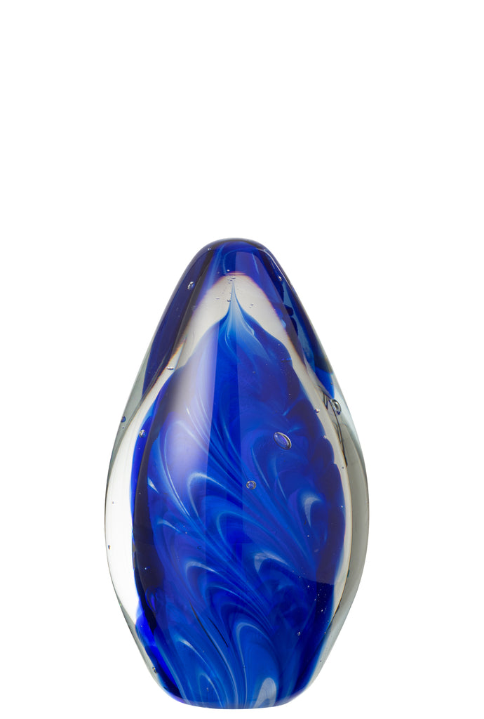Presse papier Polypus Ovaal Glas Transparant/Blauw Groot