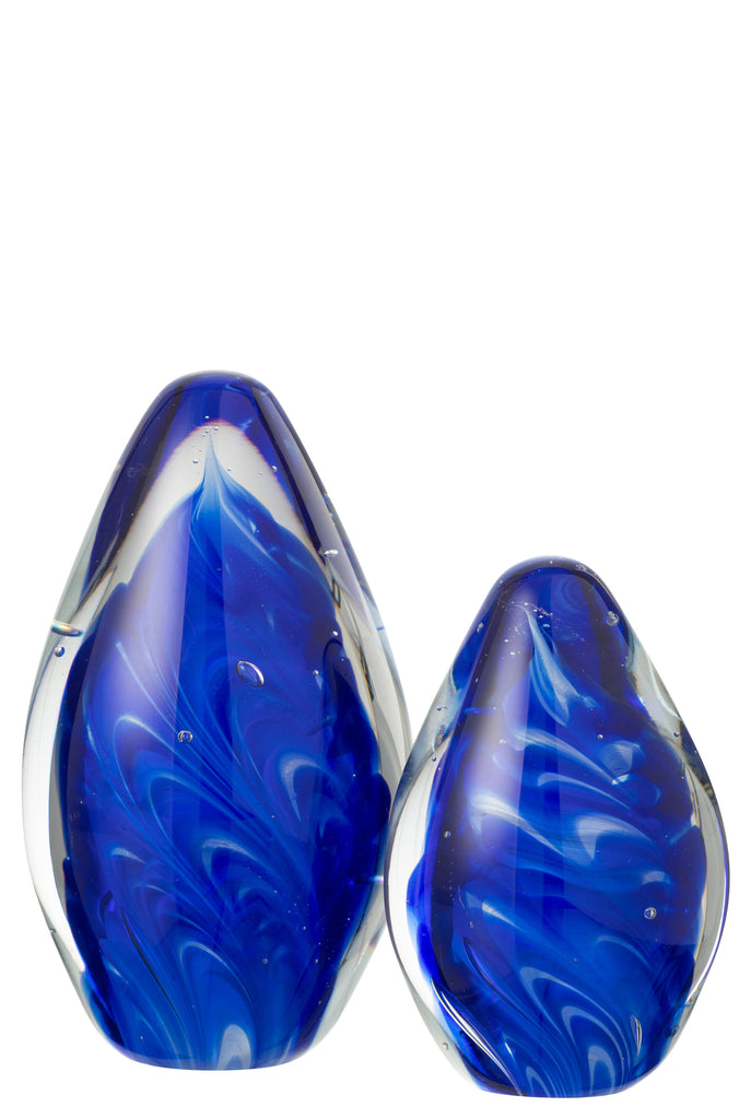 Presse papier Polypus Ovaal Glas Transparant/Blauw Groot