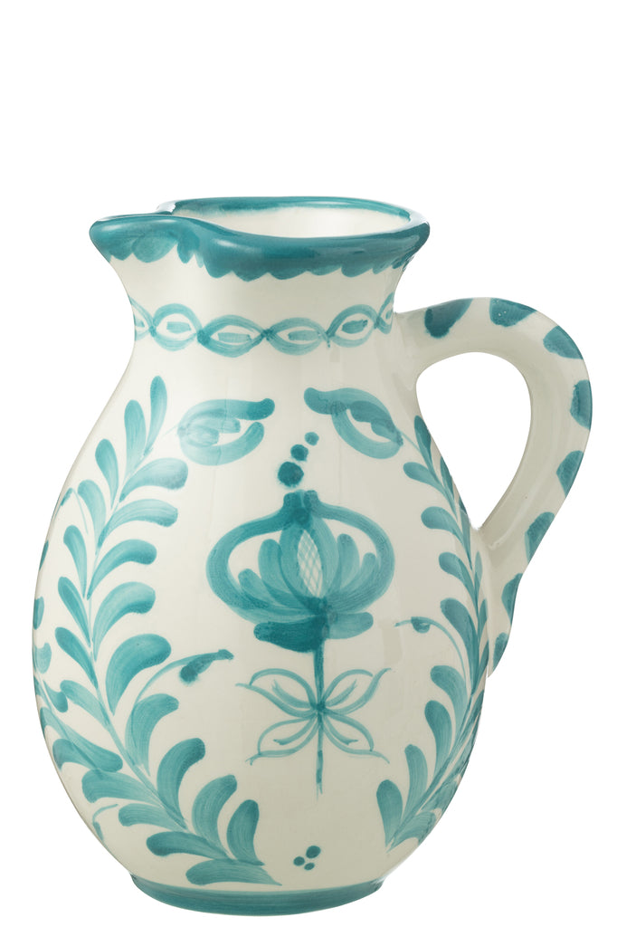 Pitcher Granada Keramiek Wit/Aqua Groot
