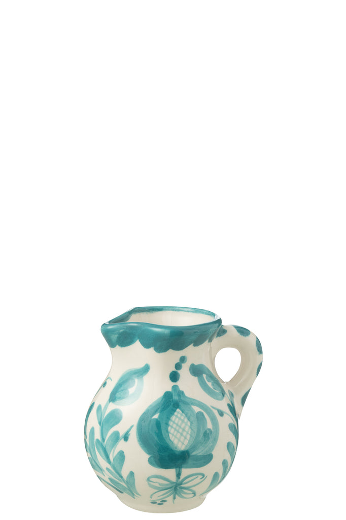 Pitcher Granada Keramiek Wit/Aqua Klein