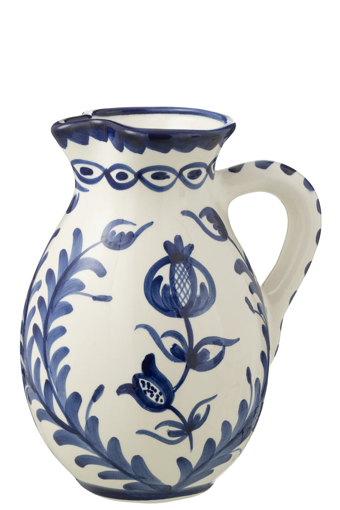 Pitcher Granada Keramiek Wit/Kobaltblauw Groot