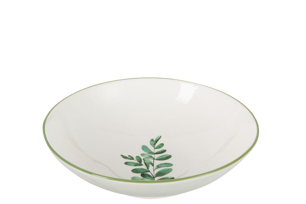 Plaat Diep Eucalyptus Porselein Wit/Groen Klein