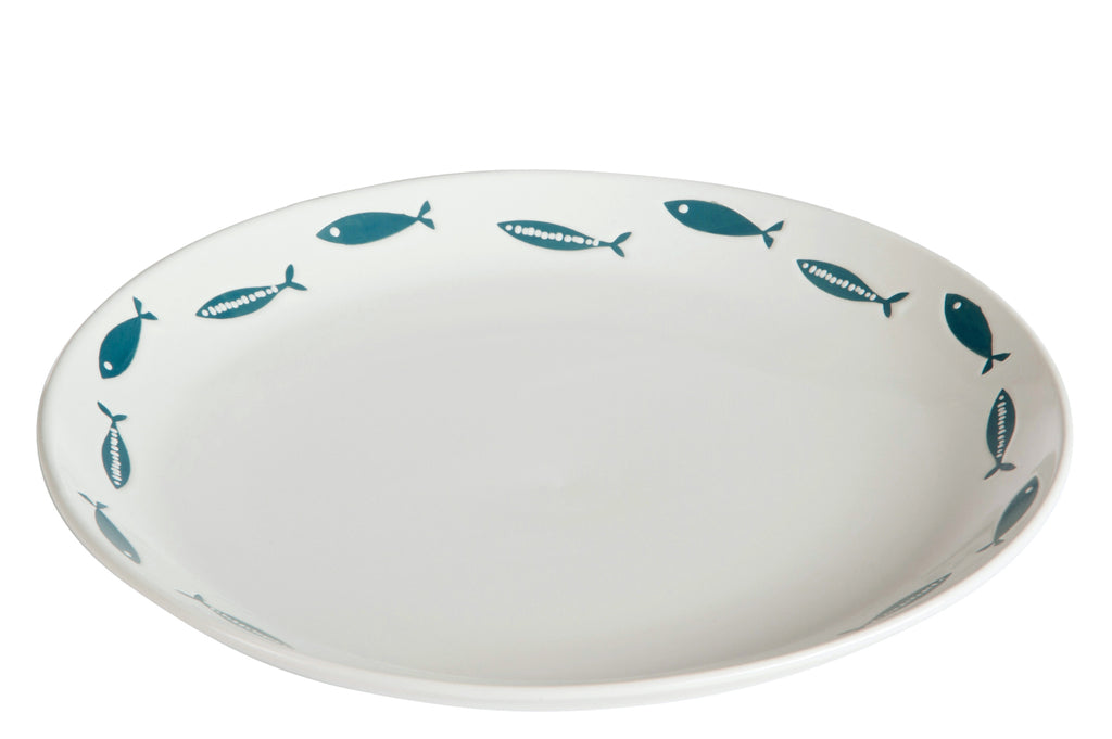 Bord Vis Keramiek Wit/Blauw