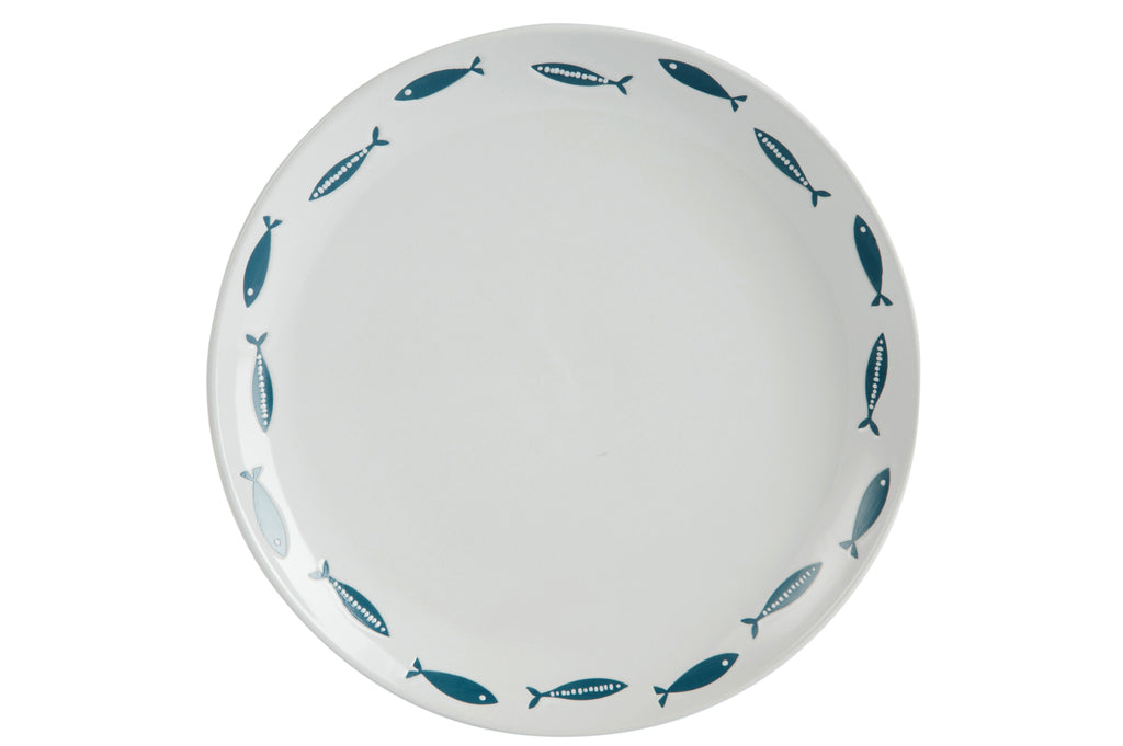 Bord Vis Keramiek Wit/Blauw