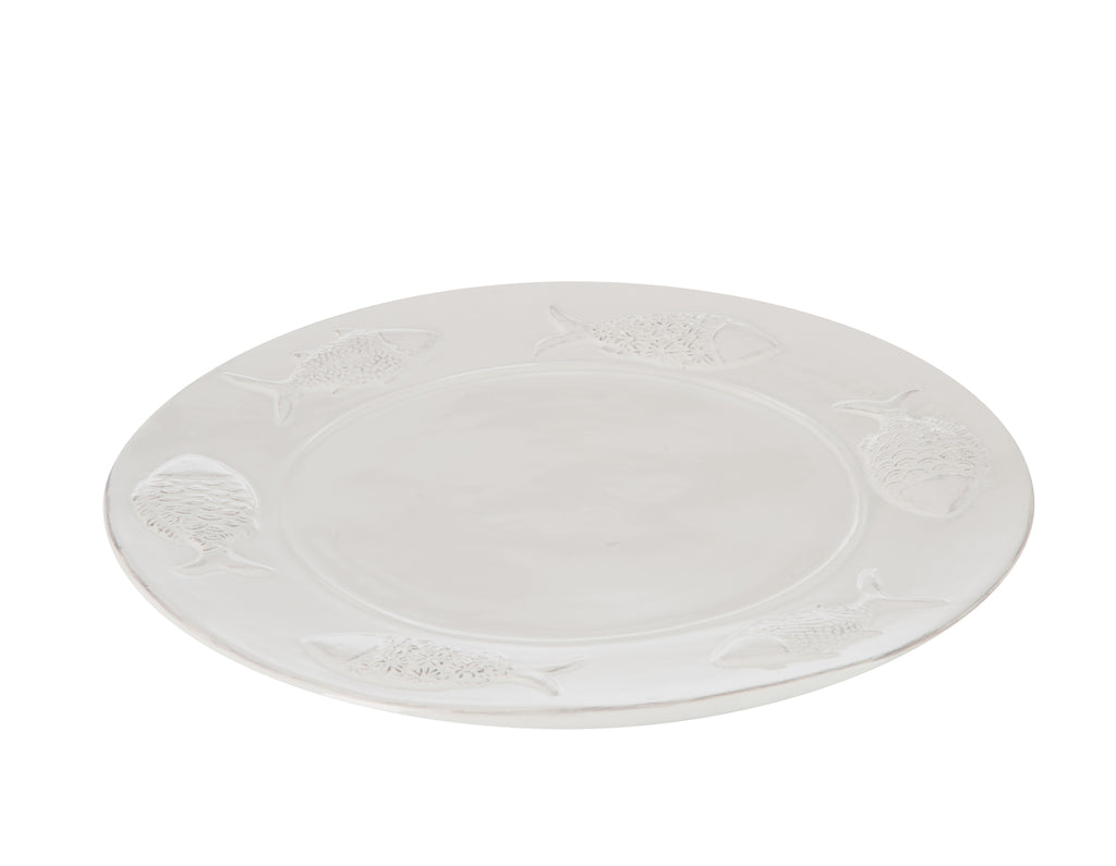 Plaat Vis Keramiek Wit Klein 29x29x2cm