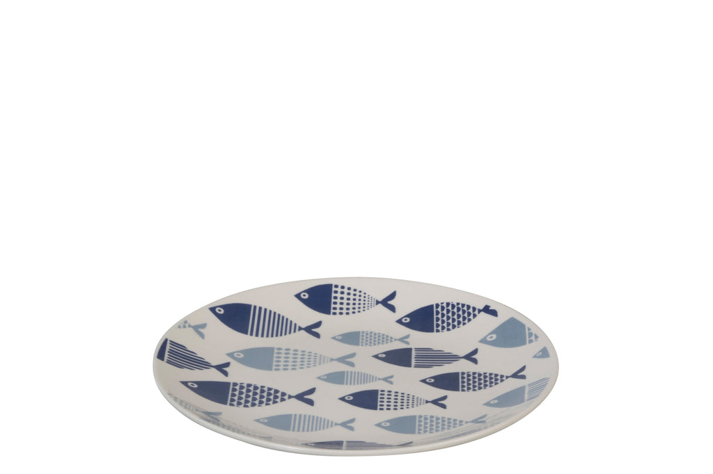 Bord Vis Porselein Wit/Blauw Klein