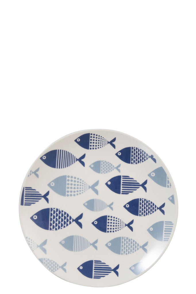 Bord Vis Porselein Wit/Blauw Klein