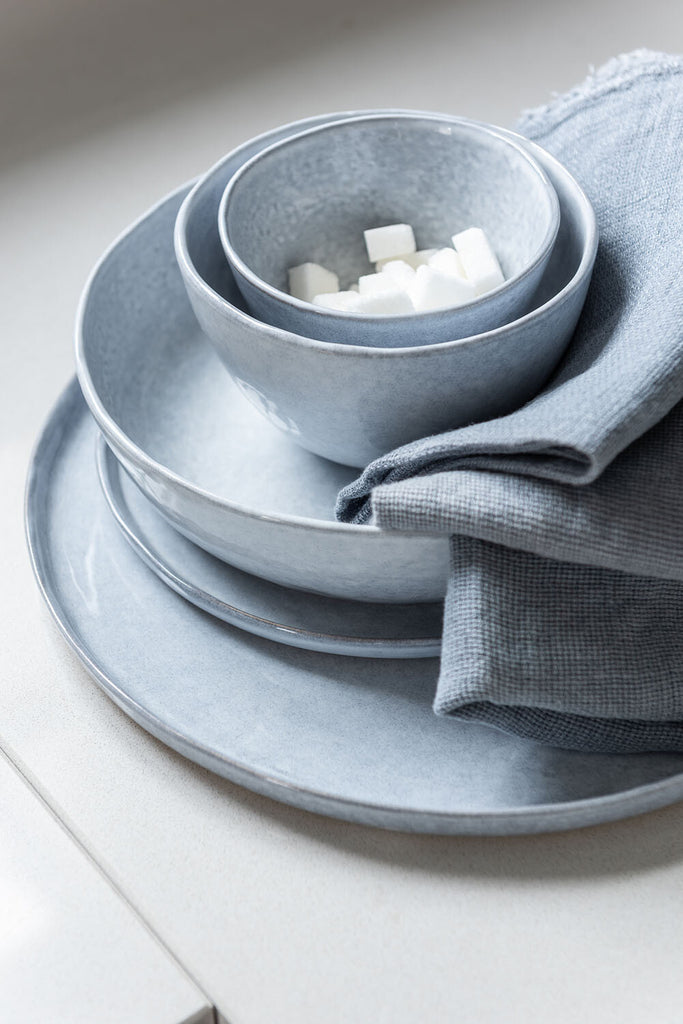 Bord Glanzend Keramiek Blauw Middelgroot