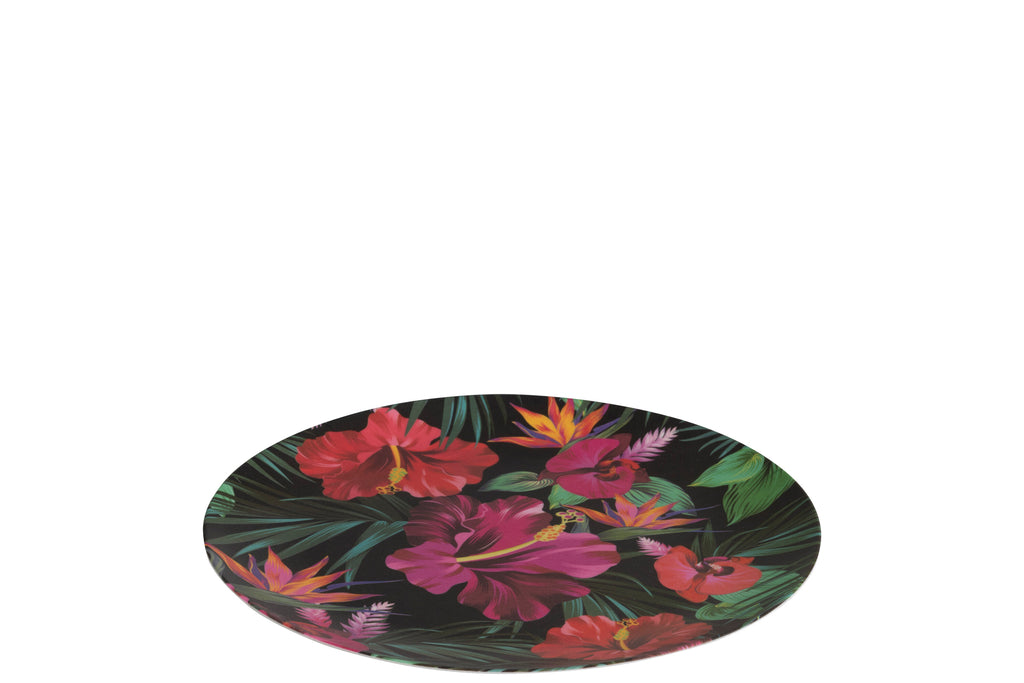 Bord Tropisch Bamboe Groen/Rood/Fuchsia Groot