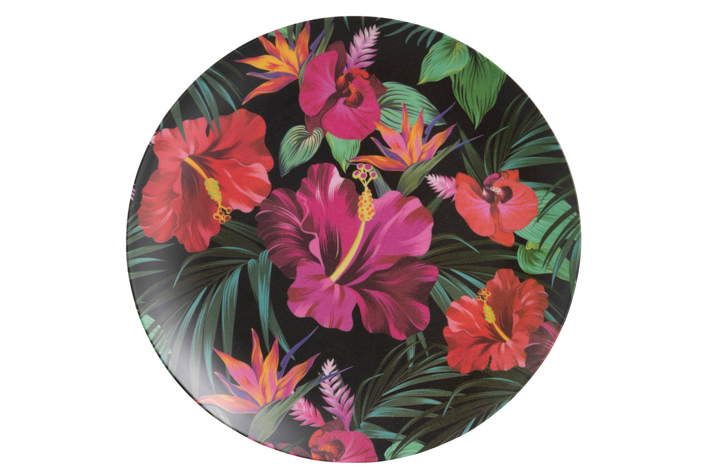 Bord Tropisch Bamboe Groen/Rood/Fuchsia Groot