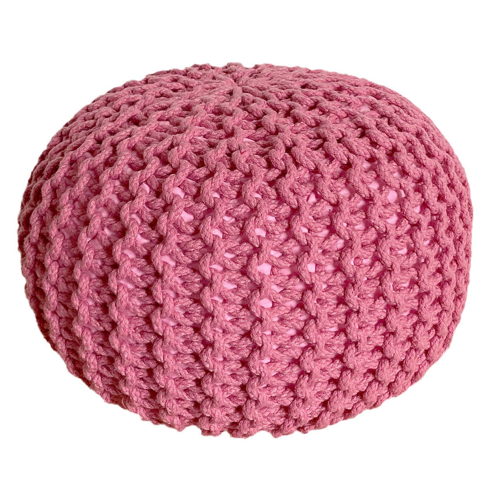 Pouf Ø 55 cm Gebreide poef Krukje Zwembad Tuin Binnen & Buiten wasbaar bleekroze