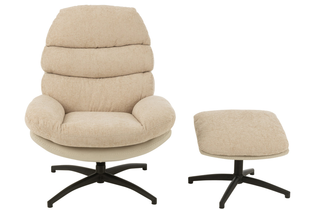 Ontspannen bank + voetenbank Metaal/Meubelplaat Grijs/Zwart