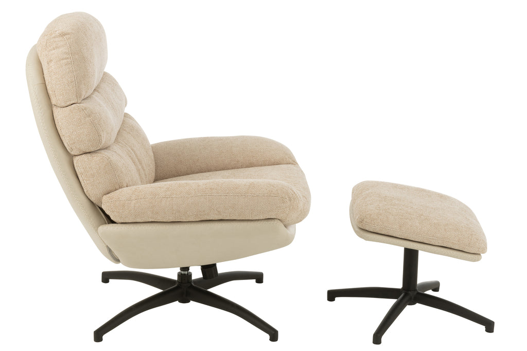 Ontspannen bank + voetenbank Metaal/Meubelplaat Grijs/Zwart