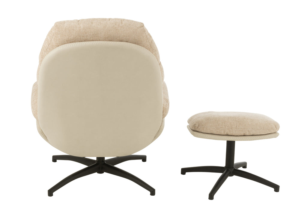 Ontspannen bank + voetenbank Metaal/Meubelplaat Grijs/Zwart