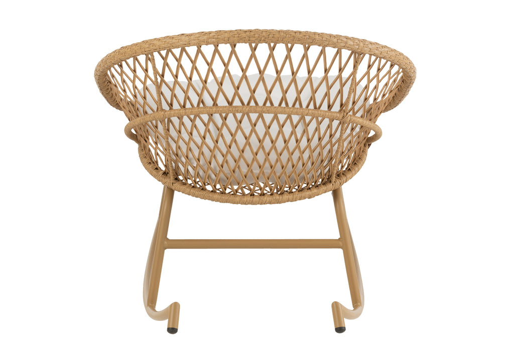 Schommelstoel + Kussen Zayo Metaal/Riet Beige
