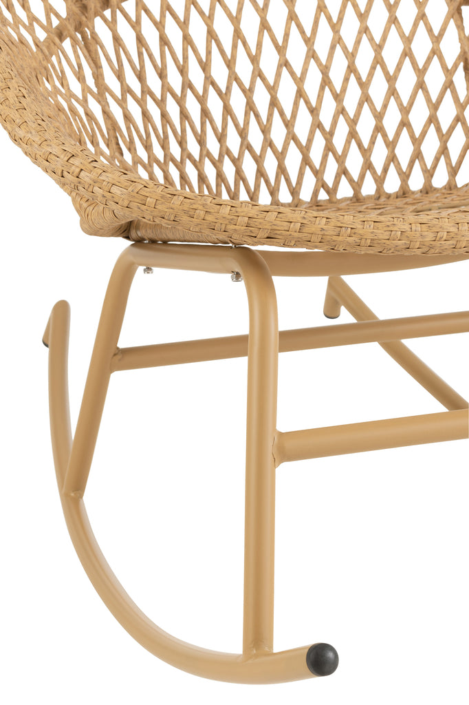 Schommelstoel + Kussen Zayo Metaal/Riet Beige