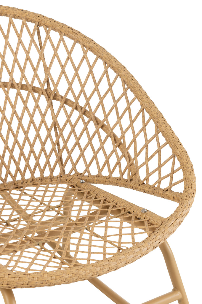 Schommelstoel + Kussen Zayo Metaal/Riet Beige