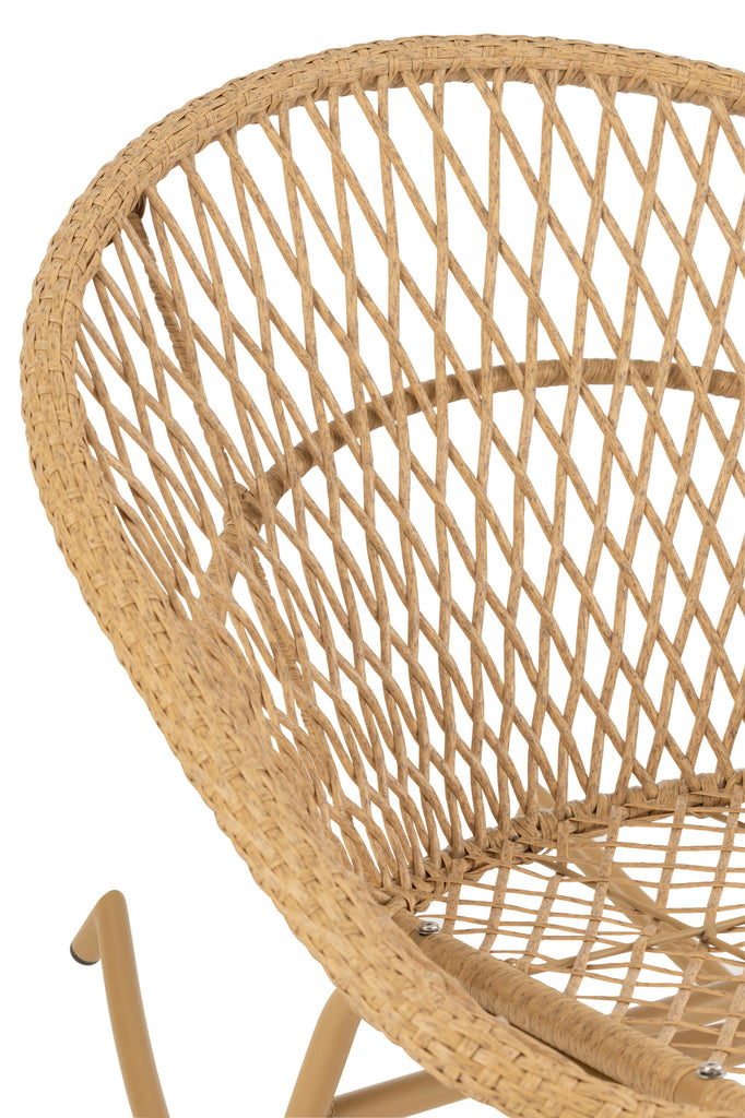Schommelstoel + Kussen Zayo Metaal/Riet Beige